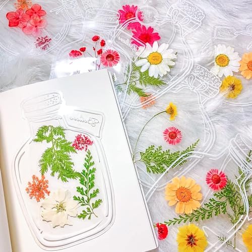 Transparent Dried Flower Bookmarks, Kaluofan 40Pcs Dried Flower Bookmark Kit, Handmade Dried Flower Bookmarks, Handmade DIY Transparent Bookmark Beautiful Flower Page by Kaluofan