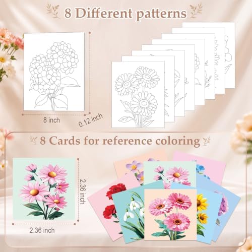 Cholemy 36 Pcs Paint and Sip Kit Gift for Adults 8''x10'',Vivid Flowers - Image 3