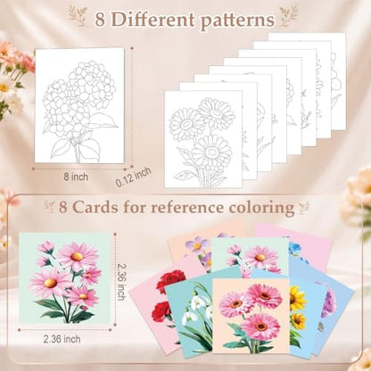 Cholemy 36 Pcs Paint and Sip Kit Gift for Adults 8''x10'',Vivid Flowers - Image 3