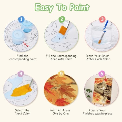 Spandrel Framed Paint by Numbers Cat Kit for Adult, Autumn Adult Paint by Number Kits on Canvas, DIY Acrylic Oil Easy Halloween Painting by Numbers Fall for Home Wall Decor, 8x12in - Image 7