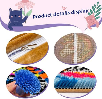 Unicorn Rainbow Latch Hook Pillow Kits for Adults Beginners, Easy DIY Hobby - Image 5