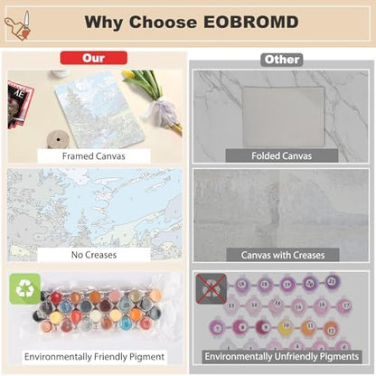 EOBROMD Framed Paint by Numbers Kits for Adults with Wooden Easel, Landscape Mountain DIY Acrylic Paint by Number on Stretched Canvas, Painting Kits Adults Oil by Numbers for Home Decor 10x14 Inch - Image 3