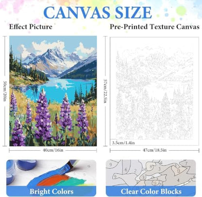 Landscape Paint by Numbers Kit for Adults Beginner,Mountain Scene,16x20" - Image 2