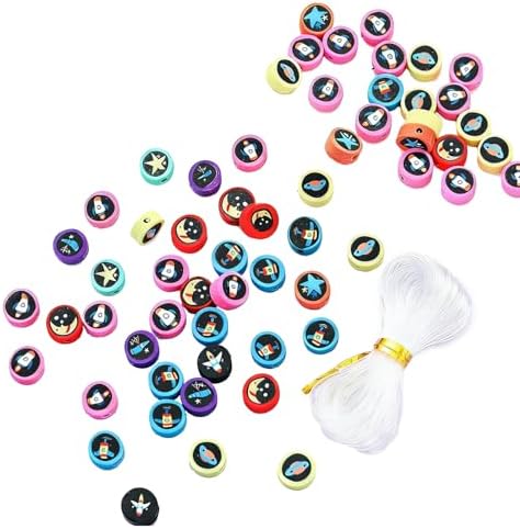 100pcs Outer Space Polymer Clay 10mm Spacer Beads for Women Jewelry Making DIY Bracelet Necklace Hair Clip (Outer Space) by LUBINGSHINE