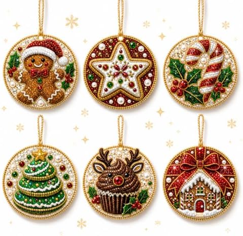 6 Pcs Christmas Pearl Diamond Art Ornament Kit for Adults (A6pc) by Unknown