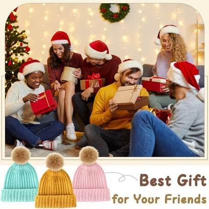 Maasechs Knitting Kit for Beginners Adults Complete Hat Knitting Kits Learn to Knit Kits with Yarn Bamboo Needle Pom Pom Step-by-Step Instruction Knit Accessories for Mother Women Men Gifts(Bright) - Image 6