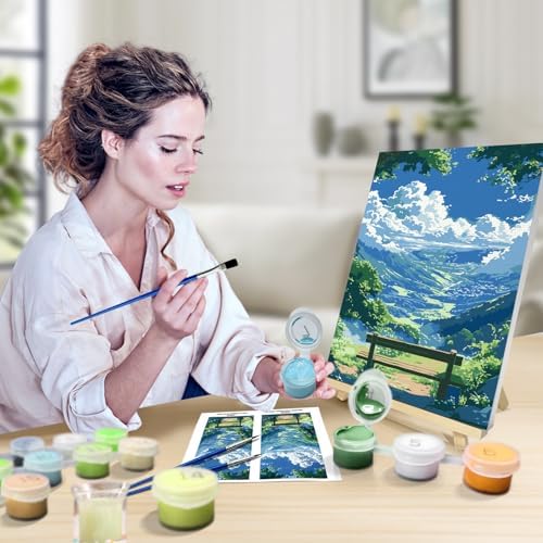 JOOZ Paint by Numbers kit for Adults with Frame, Landscape Paint by Number Canvas, Mountain Paint by Number with Easel, DIY Paint by Number Kits for Adults Landscape for Home Wall Decor 8 x 12 Inch - Image 4
