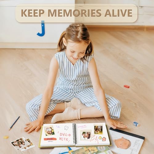 Popotop 10x10 Inch Scrapbook Photo Album, 60 Page Decorative Kraft Paper Book for 4x6 8x10 Pictures, DIY Memory Photo Albums as Gifts for Wedding Baby Christmas School Family - Image 5