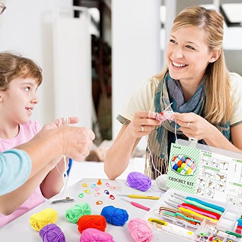 INSCRAFT 113 Piece Crochet Kit with Yarn Set– 1600 Yards Assorted Yarn for Knitting and Crochet, 73PCS Crochet Accessories Set Including Ergonomic Hooks, Knitting Needles & More Ideal Beginner Kit - Image 6