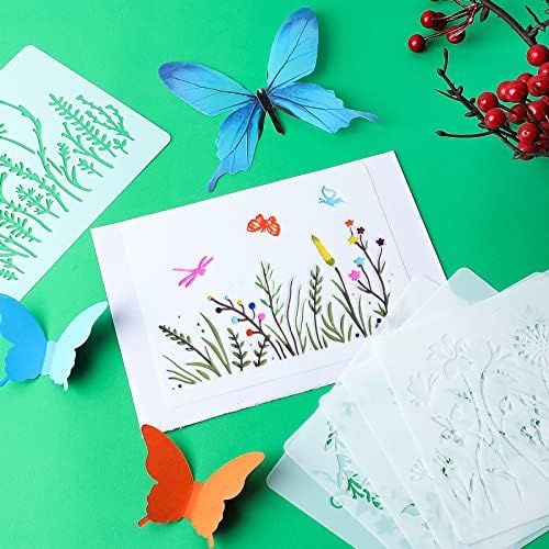 Marspark 20 Pcs Wildflower Stencils, Rectangular Style, 6 x 4.7 Inch - Image 4