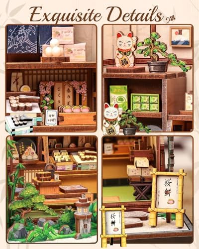 Cutefun Book Nook Kit - DIY Miniature House Kit for Adults, Teens and Beginners, Japanese Dessert Shop Booknook Tiny House Bookshelf Decor 3D Wooden Puzzles, Gifts for Friends and Family (Sweet Shop) - Image 6