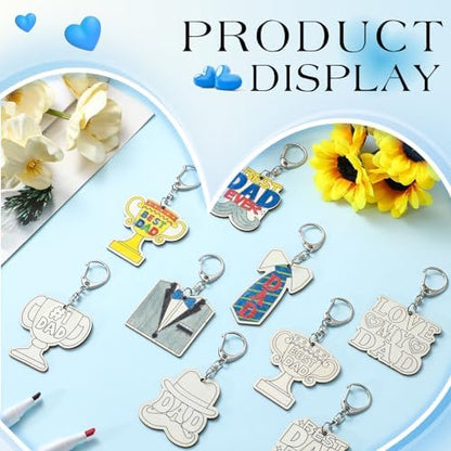 RattanView 24 Pcs Father's Day Craft Keychains DIY Keychain, 12 Styles - Image 4