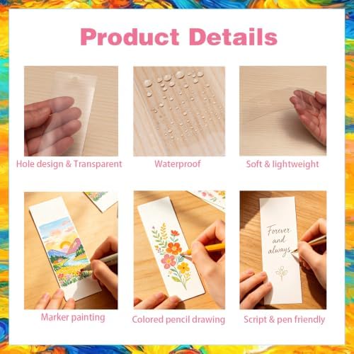 130-PCS Bookmark Making Kit, 300g 5.5x2in Cards, Sleeves, Tassels - Image 3