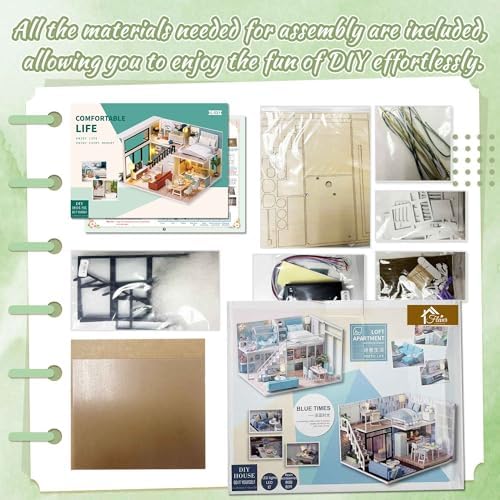 Flever Dollhouse Miniature DIY House Kit Creative Room with Loft Apartment Scene for Romantic Artwork Gift (Comfortable Life) - Image 4