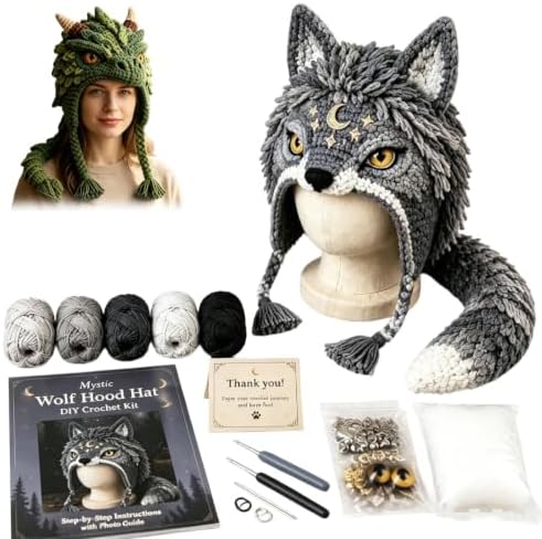 Fantasy Hood Hat DIY Crochet Kit Series for Beginners (Wolf) by Unknown