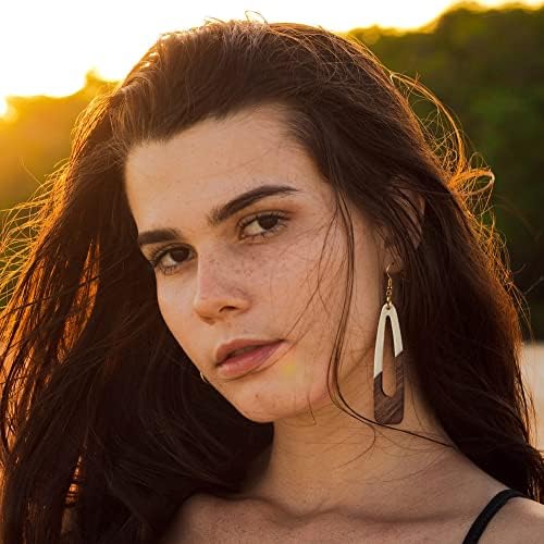 FASHEWELRY 16Pcs Teardrop Resin Wood Earrings Charms Long Drop Shape Wooden Earring Blanks Wooden Earrings Findings for Jewelry Making with 100Pcs Earring Hooks Jump Rings - Image 3