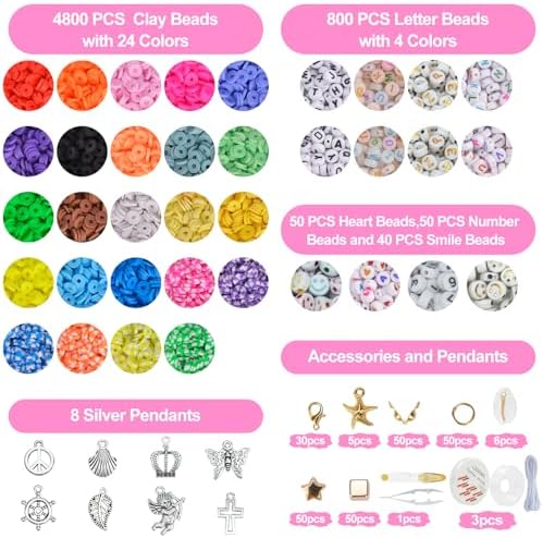 LZOUOWO Friendship Bracelet Kit Concert Bracelets Merch, 7200pcs Clay Beads - Image 3