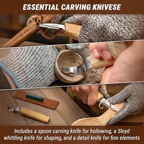 BeaverCraft S13 Wood Carving Tools Set for Spoon Carving 3 Knives Wood Carving Kit for Beginners Hook Knife Wood Carving Right-Handed Spoon Carving Whittling Knives (S13 Right-Handed) - Image 4