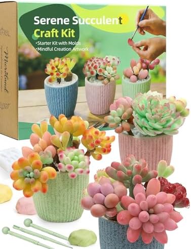 Microland Crafts for Teens Succulents Flower Making Kit, Teen Crafts Air Dry Clay Kit for Girls 14-16, Adults Art Therapy Project, DIY Creative Gifts for Women Teen Girls Artist Crafters Gifts for Mom by AuroraLandLimited