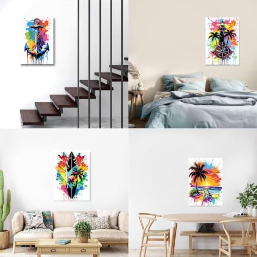 Gemozaic 4-Pack Beach Paint by Numbers Kit for Adults with Frame & Easel - Image 6