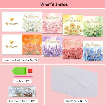 Muzagroo Art Diamond Art Greeting Cards for Adults DIY Welcome Cards 8PCS - Image 4