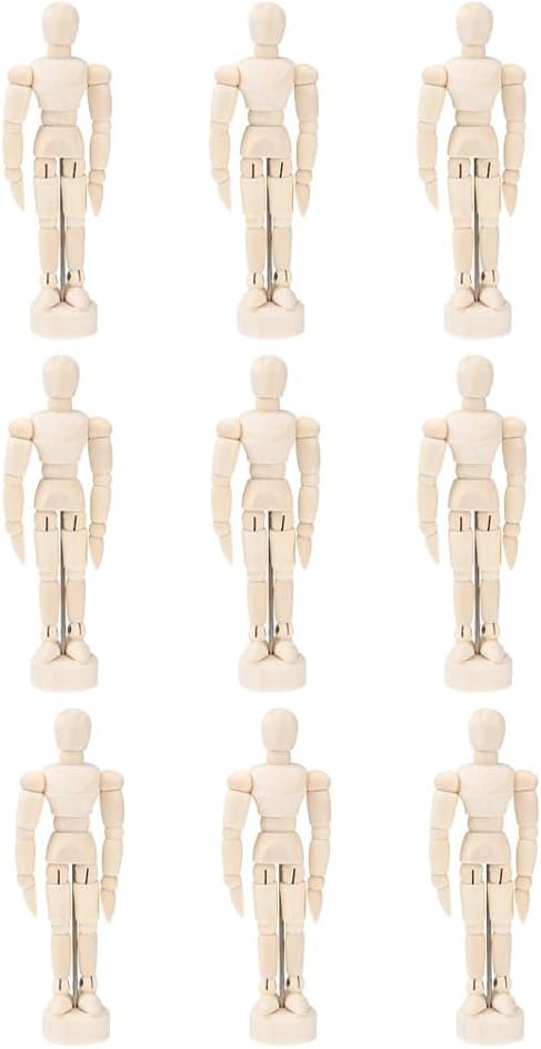 DOITOOL 5.3 Inch Wooden Mannequin for Artists Jointed Figure with Stand Lightweight Articulated Drawing Model for Sketching Painting and Home Office Decoration