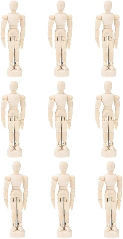 DOITOOL 5.3 Inch Wooden Mannequin for Artists Jointed Figure with Stand Lightweight Articulated Drawing Model for Sketching Painting and Home Office Decoration