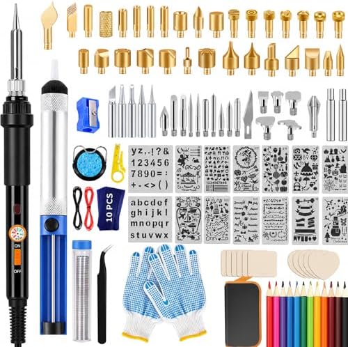 118PCS Wood Burning Kit, 60W Wood Burner, 59 Tips, 220-480°C by IVSUN