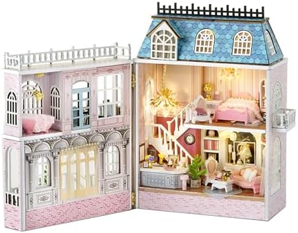 MAGQOO DIY Miniature Dollhouse Kit with Furniture 1:100 Scale Creative Room Mini Wooden Doll House Accessories DIY Miniature House Kit(Grand Hotel) by MAGQOO