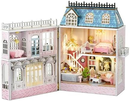 MAGQOO DIY Miniature Dollhouse Kit with Furniture 1:100 Scale Creative Room Mini Wooden Doll House Accessories DIY Miniature House Kit(Grand Hotel) by MAGQOO