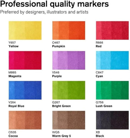 Winsor & Newton ProMarker Brush Set, 12 Count, Vibrant Tones