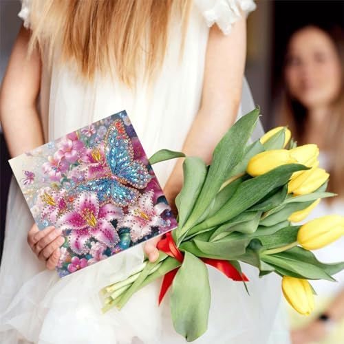 LSQFS 6Pcs Butterfly Diamond Painting Greeting Cards Kits for Adults - Image 4