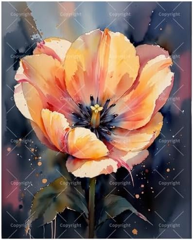 Botanical Art Paint by Numbers Kit for Adults - DIY Orange and Yellow Poppy Flower Close-Up Painting on Canvas 16x20 Inches, Acrylic Paint Set, Suitable for Beginners, for Decoration or Gifts by Unknown