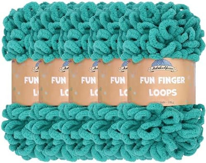 JubileeYarn Fun Finger Loops Yarn - Aquamarine - 5 Skeins by BambooMN