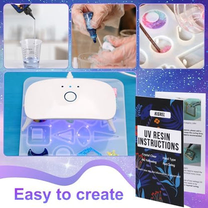 KISREL UV Resin Jewelry Making Kit, 300g Crystal Clear Resin with Light and Molds, DIY Jewelry Making Kit, Resina Starter Kits for Keychain and Earring - Image 5
