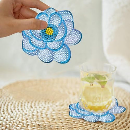 DOTZSO Diamond Art Coaster Kit 8Pcs Flower Diamond Painting Coaster 4×4in - Image 7