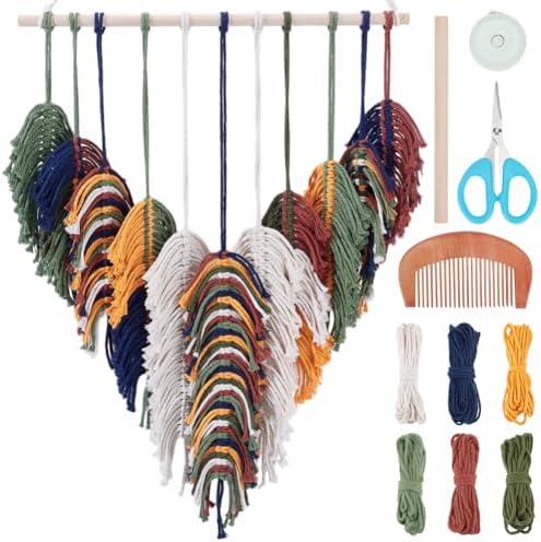 FREEBLOSS Macrame Feather Kit Handmade Macrame Leaf Wall Hanging Kit Woven Leaf Wall Hanging Macrame Kits for Adults Beginners Boho Macrame Wall Decor Macrame Feather DIY Craft Kit by FreeandCreativeCraftsArt