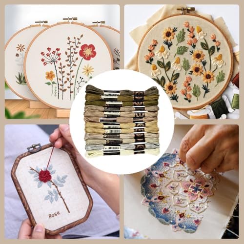 12 Skeins 105 Yards 6 Ply Brown Embroidery Thread Assorted Gradient Bulk Friendship Bracelet String Variegated Cross Stitch Yarn Polyester Floss Set for Crochet Hand Sewing Knitting Crafts - Image 5