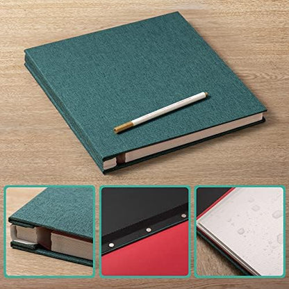 Large Photo Album Self Adhesive 4x6 5x7 6x8 8x10 Pictures Scrapbook Magnetic Album DIY Scrap Book 60 Sticky Pages Linen Cover DIY Photo Album with A Metallic Pen and DIY Accessories(Drak Green) - Image 6