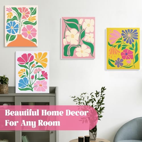 goldentime 4 Pack Framed Paint by Numbers Kit for Adults Beginner & Kids | Flowers Easy Adult Paint by Number Kits on Canvas with Frame | 8x10 Inch Floral Canvas Painting for Home Décor Gift - Image 6