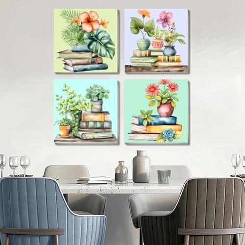 Fotasmua 4 Pack Framed Paint by Numbers for Adult, Book Paint by Numbers Kit for Adults Kids, DIY Flowers Plant Acrylic Painting on Canvas for Home Wall Art Decor 8 x 8 Inch - Image 3