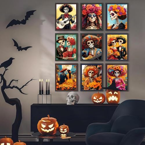 9 Piece Halloween Paint by Numbers Kit for Adults Canvas, Frameworkless - Image 5