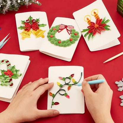 WEBEEDY DIY Christmas Paper Quilling Greeting Card Kit - 5 Styles Decorated Christmas Cards with Instructions for Beginners and Paper Art Lovers - Image 5