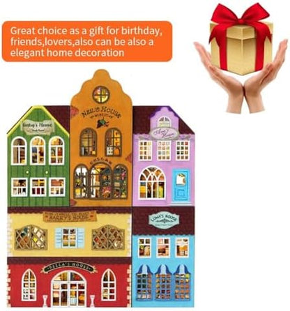 DIY Miniature Dollhouse Kit, Creative Wooden Doll House Craft Model with LED and Furniture for Christmas Birthday Gift (QH001) - Image 7