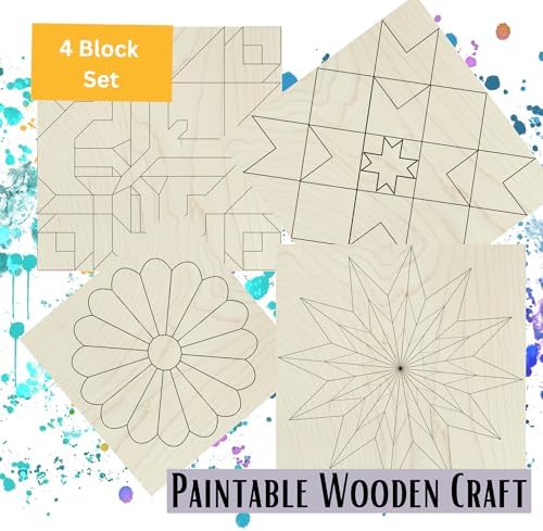 6 Inch Mini Barn Quilt Kits Set of 4, Unfinished Wood, Butterfly Star - Image 5