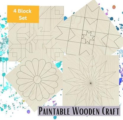 6 Inch Mini Barn Quilt Kits Set of 4, Unfinished Wood, Butterfly Star - Image 5