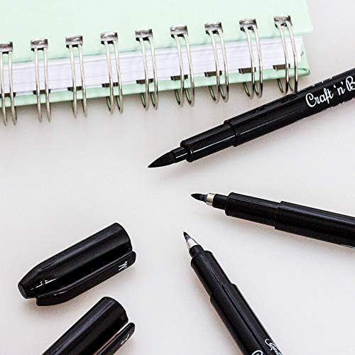 Craft 'n' Beyond Calligraphy Brush Pens Pack of 3 Small, Medium and Large Markers for Hand Lettering, Art Drawing, Sketching, Scrapbooking, Writing, Journaling - Beginner Kit with Fadeproof Black Ink - Image 6