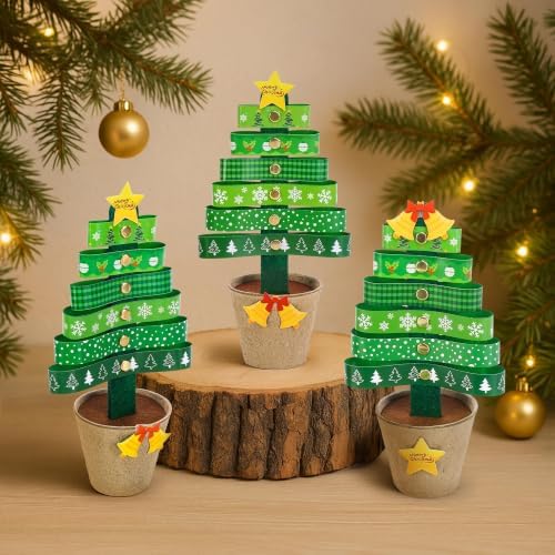 48 Sets Christmas Tree Pot Craft Kit, Standing Paper Xmas Tree DIY Bulk - Image 4