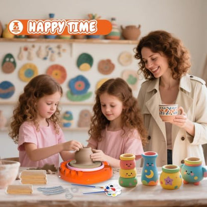 Innofans Pottery Wheel for Kids - Complete Pottery Tools Kit for Beginners, Arts and Crafts for Kids Ages 8-12 with 3 Pack Air Dry Clay, Mini Clay Making Pottery Wheel with Foot Pedal (Octopus) - Image 6