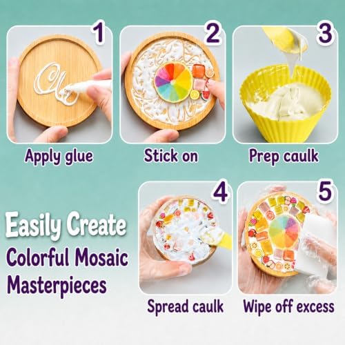 Glittery Garden Mosaic Craft Kit to Decorate Coaster with Glass Tiles - Image 5